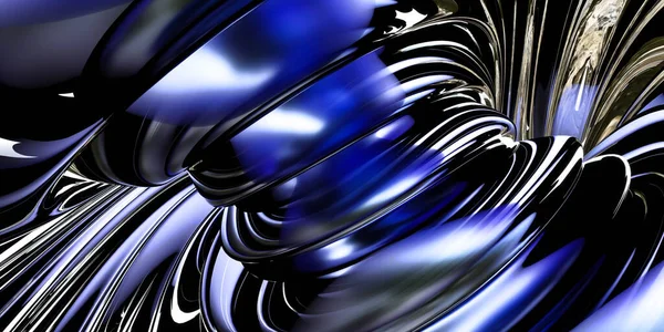 コンピュータによって生成された青と黒のオブジェクト技術の将来の概念のイメージ — ストック写真
