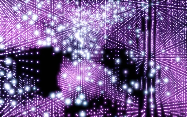 Luzes Azuis Roxas Dispostas Padrão Cúbico Cyber Punk Design Abstrato — Fotografia de Stock