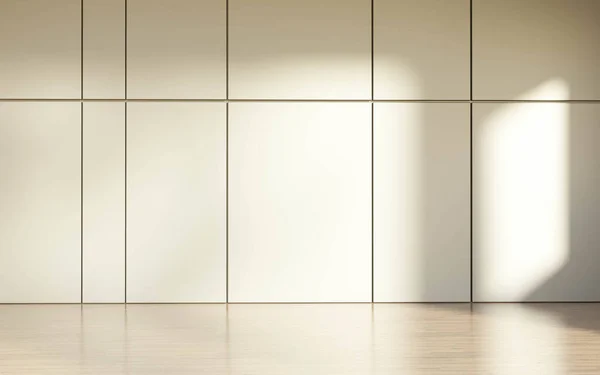 Ein Leerer Raum Mit Weißer Wand Und Holzboden — Stockfoto