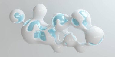 Havada süzülen beyaz ve mavi bir nesne 3D görüntüleme