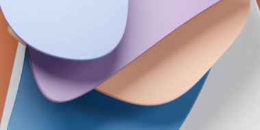 Geometrik nesnelerin birden fazla renk içeren asgari tasarım sanatı 3D resimleme