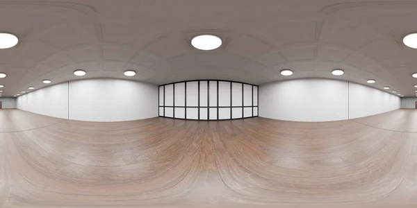 stock image A large room with a wooden floor and large windows equirectangular 360 degree panorama vr virtual reality content