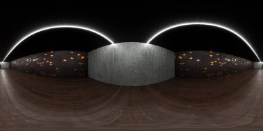 boş bir sanayi duvarı stüdyosu eşdörtgen 360 derecelik panorama sanal gerçeklik içeriği