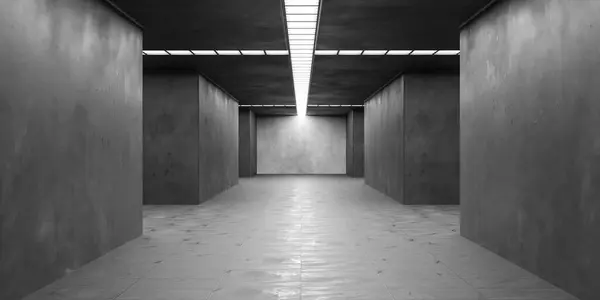 A straight, lengthy hallway with a bright light shining at the far end, creating a sense of depth and direction.