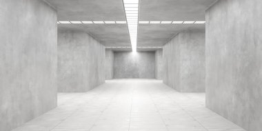 Tavandan sarkan lambayla aydınlatılmış boş bir oda..