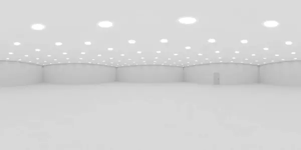 Una Habitación Blanca Llena Numerosas Luces Techo Brillantes Que Iluminan Fotos de stock libres de derechos