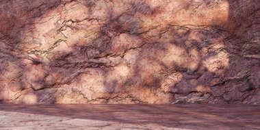 Yüzeyinde bir gölge olan taş bir duvar gösterilir. Gölge, aydınlık ve karanlık arasında bir zıtlık yaratır ve duvarın dokusuna derinlik katar..