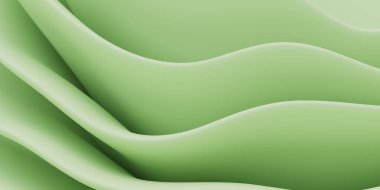 Yumuşak, yumuşak, yeşil, dalgalı çizgilerden oluşan, rahatlatıcı ve organik bir his yaratan soyut bir görüntü. Görüntü dijital bir illüstrasyondur..