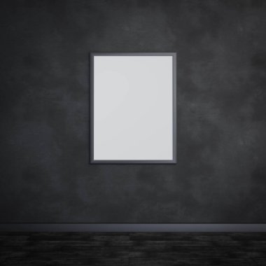 Koyu dokulu bir duvarda boş bir çerçeve, minimalist bir estetik yaratıyor. Çerçeve boş, yaratıcılığı ve kişiselleştirmeyi davet ediyor.