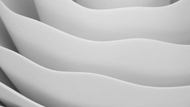 4k 60fps Soyut yakın çekim beyaz dalgalı katmanlar, bir derinlik ve doku hissi yaratmak.