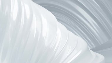 4k 60 fps düz, akışkan soyut bir tasarımın animasyonu parlak beyaz kıvrımlar ve dalgalar, derinlik ve zarafet hissi yaratıyor.