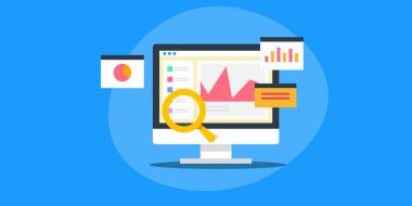 Gösterge paneli arayüzündeki piyasa tahmini satış tahmini verileri, bilgisayar ekranındaki iş ve mali içgörülerin analizi, vektör illüstrasyonu.