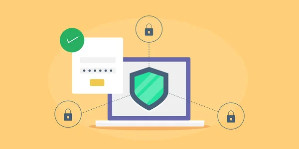 Segurança Internet Proteção Dados Escudo Tela Laptop Com Conceito Acesso — Vetor de Stock