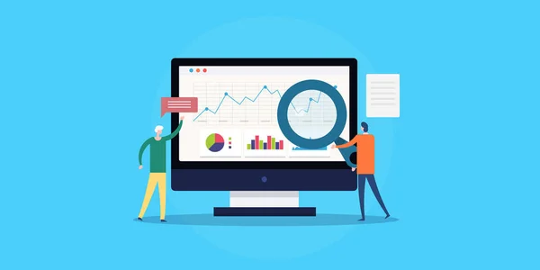 Podnikatelé Analyzovat Finanční Výkazy Obchodní Zprávy Seo Audit Data Statistiky — Stockový vektor