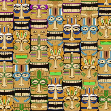 Kizilderili stili insan yüzleri içeren dokuma desenleri. Her yüz, yerli kabilelerin duygusal çeşitliliğini ve zengin mirasını kutlayan bir hikaye anlatıyor. Canlı renklerle doldurulduğunda, bu desen bir oyuncu ekler 