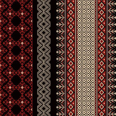  Afrika etnik düzeni geleneksel Ikat stili ile cesur jeomatik tasarımları birleştirir. Etnik kökene zıt canlı kırmızı tonlara sahip, görsel açıdan büyüleyici bir etnik etki yaratıyor. Tekstil endüstrisi için ideal.