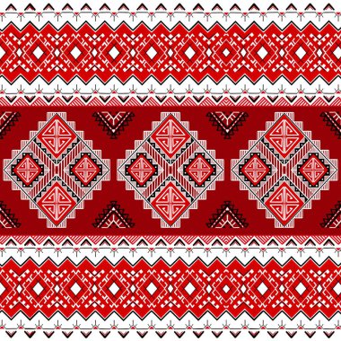 Amerika 'nın etnik dokusu, canlı etnik tabloyla canlandırılan, karmaşık geometrik tasarımlarla dolu koyu kırmızı bir tona işaret ediyor. Tekniği etnik ve derinlik duygusu, parlaklığı arttırıyor. Şeftali endüstrisi için tasarlandı.