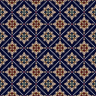 Arap etnik kabile kumaşı desenleri, siyah bir arkaplana karşı güzel bir şekilde göze çarpan etnik ışık tonlarında narin çiçek filigranları içeriyor. Bu tasarımlar, tekstil endüstrisi için etik olarak mükemmel olan görsel cazibeyi arttırır.