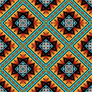 Afrika etnik dokusu deseni turuncu ve mavi renkleri birleştirir, antik tasarımlardan esinlenerek ama etnik modern dokunuşla yeniden tasarlanır. Canlı renkler, beyaz arkaplanlı, parlak ve büyüleyici bir estetik yaratan çok güzel bir etnik yapıya sahip.. 