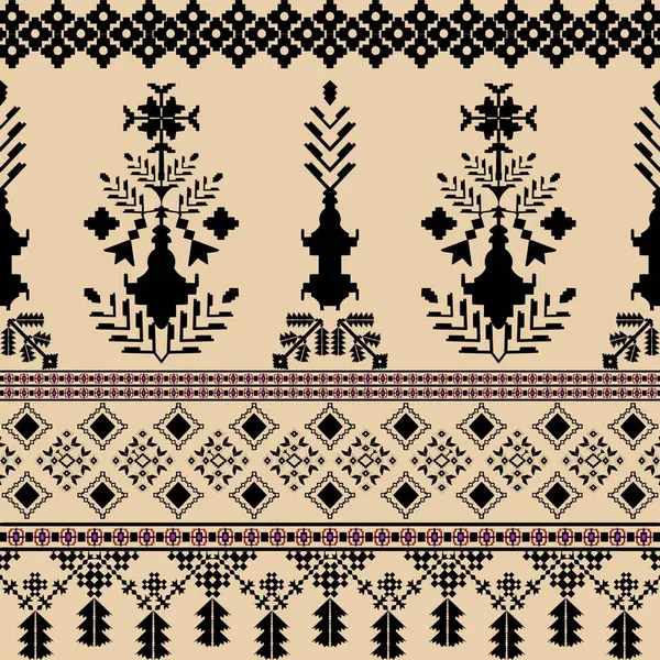 Arap etnik kabilesinin çiçek desenleri zengin kahverengi tonlarda, güzel etnik zıtlıklar siyah arka planda. İnce renkler ve detaylı sanat eserleri etnik yumuşaklık ve zarafet getirerek, modern tekstil uygulamaları için dikkat çekici bir seçim haline getiriyor..