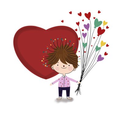 Bu sevimli çizgi film tasarımı çocukların masumiyetini, sevginin neşesini, balonların parlaklığını, yaratıcılığını ve neşeli imajını yakalıyor. Çıkartmalar, kumaş baskısı, bu kutlamalar için ideal. Her festivale cazibe ve güzellik katar..