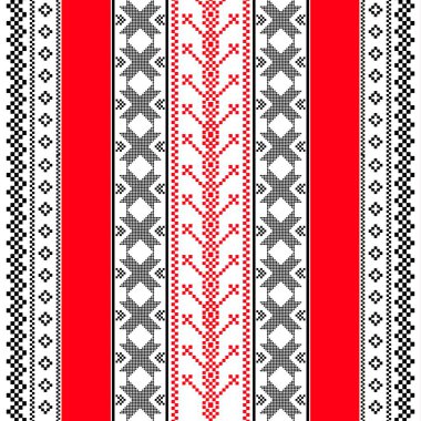 Zengin kırmızı ve koyu siyah tonlara sahip rafine geometrik tarzda Arap etnik kabile dokusu deseni. Tasarım etnik yapısı arka planıyla çok güzel zıtlaşıyor ve çarpıcı ve zarif bir görsel etki yaratıyor. Bu hassas bir gelenek.