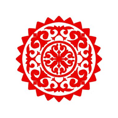 Hint etnik kabile kumaşı deseninde geleneksel Kızıl Mandalalar 'dan esinlenilmiş narin bir çiçek deseni bulunur. Beyaz arka plana sahip etnik zıtlık, resmin güzelliğini ve etnik önemini vurguluyor. Kumaş endüstrisi için ideal..