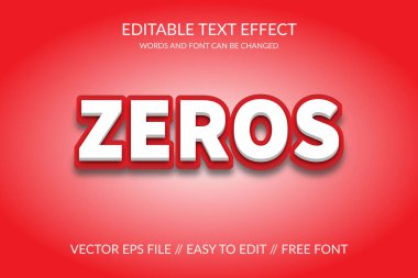 Sıfırlar tam olarak düzenlenebilir vektör 3d metin efekti illüstrasyon şablonu.