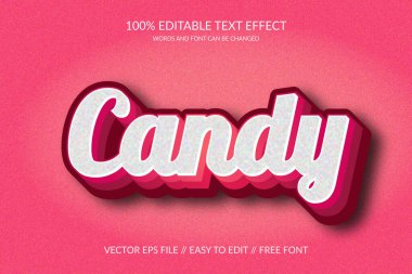 Şeker tamamen değiştirilebilir vektör 3d metin efekti şablon tasarımı.