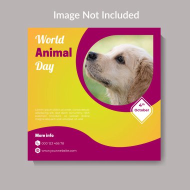 World animal day vector eps social media post design. clipart