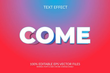 Gel 3d vektörü özelleştir metin efekti illüstrasyon tasarımı.