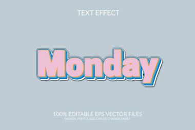 Yıldız Pazartesi tam olarak düzenlenebilir vektör metin efekti resimlemesi yapar.