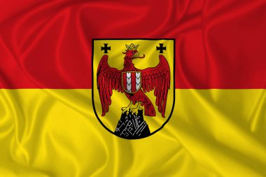 Burgenland bayrağı rüzgarda sallanıyor ipek dokusunda