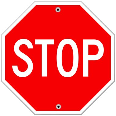 Red stop road sign vector illustration with transparent background