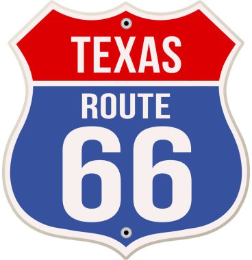 Texas Route 66 yol işareti çizimi ve şeffaf arkaplan