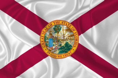 Florida Eyaleti bayrağı rüzgarda dalgalanıyor.