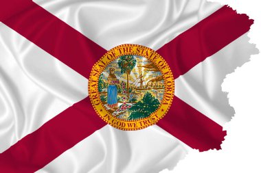 Şeffaf arkaplanda yırtık kenarları olan Florida bayrak vektörü