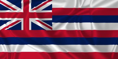 Hawaii Eyaleti bayrağı gerçek ipek dokusunda rüzgarda dalgalanıyor