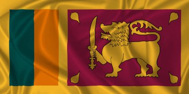 Sri Lanka bayrağı rüzgarda sallanıyor ipek dokusunda