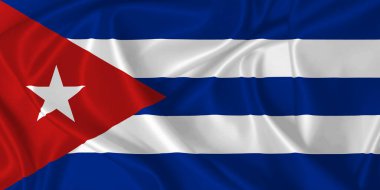 İpek dokuda rüzgarda dalgalanan Küba bayrağı