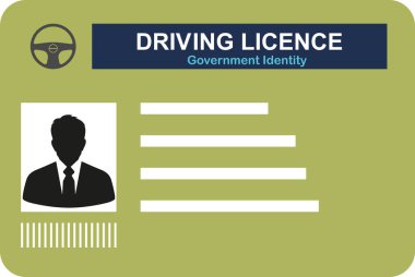 Sürücü ehliyeti simgesi the 124; ehliyet numarası the ID, ID no: 124; ehliyet numunesi