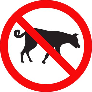 Köpeğin imza atması yasak. Köpek Yasağı tabelası silueti. Köpekler giremez.