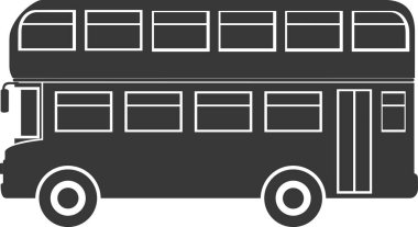 Çift Katlı Otobüs simge vektörü: 124Londra siluet otobüsü