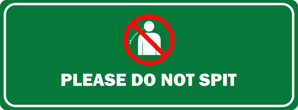 No Spitting icon board vector | No Spitting sign | Do Not Spit Here Green Board