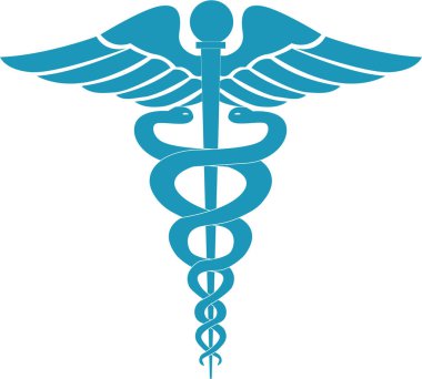 Tıbbi işaret, tıbbi sembol, tıbbi yılan, Caduceus logosu, Caduceus işareti, kaduceus - tıbbi sembol, Snake medikal ikonu mavi
