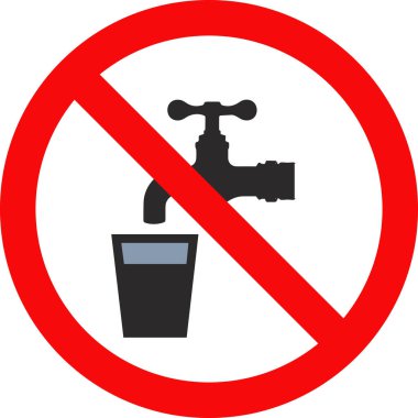 Su içme yasağı işareti (1244. vektör) yok; yasak işareti (1244. madde); su işareti içilmesin