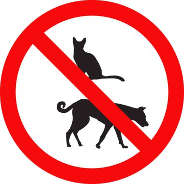 Yasak levhası Köpek ve kedi giremez, evcil hayvan giremez, evcil hayvan giremez.