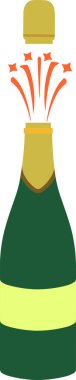 Şampanya şişesi patlaması, 124. vektör, açık şampanya şişesi, 124. şampanya şarabı, şişe açılışı.