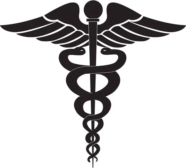 Tıbbi işaret, tıbbi sembol, tıbbi yılan, Caduceus logosu, Caduceus işareti, kaduceus - tıbbi sembol, Snake medikal ikonu Black