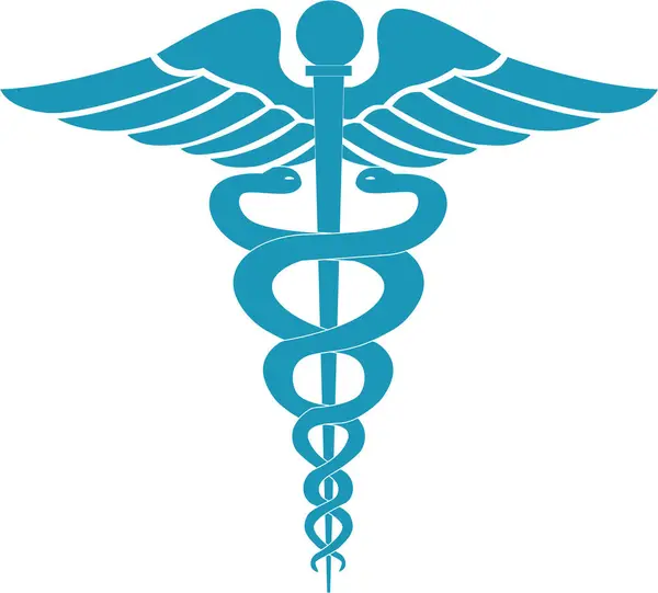 Tıbbi işaret, tıbbi sembol, tıbbi yılan, Caduceus logosu, Caduceus işareti, kaduceus - tıbbi sembol, Snake medikal ikonu mavi